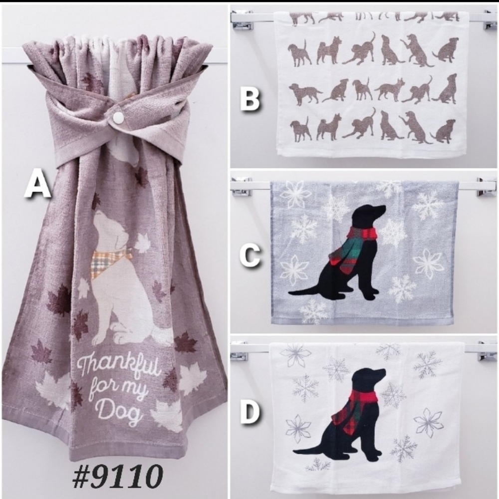 🩵NEW!🩵#9110 ■Dogs, black lab Hang'N'Snap HAND Towel *Select snap🤍
